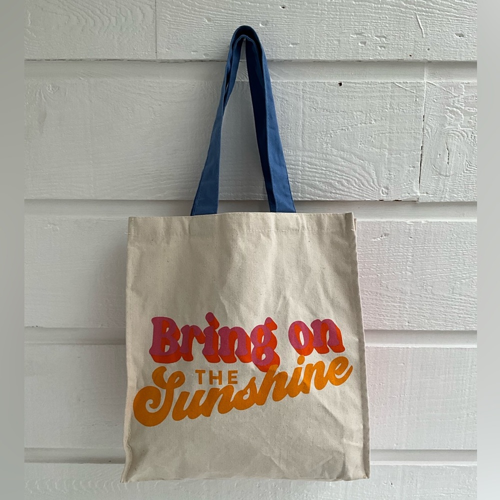 Bring on the Sunshine Cotton Canvas Tote Bag Reusable Purse Bold Graphic Sunny